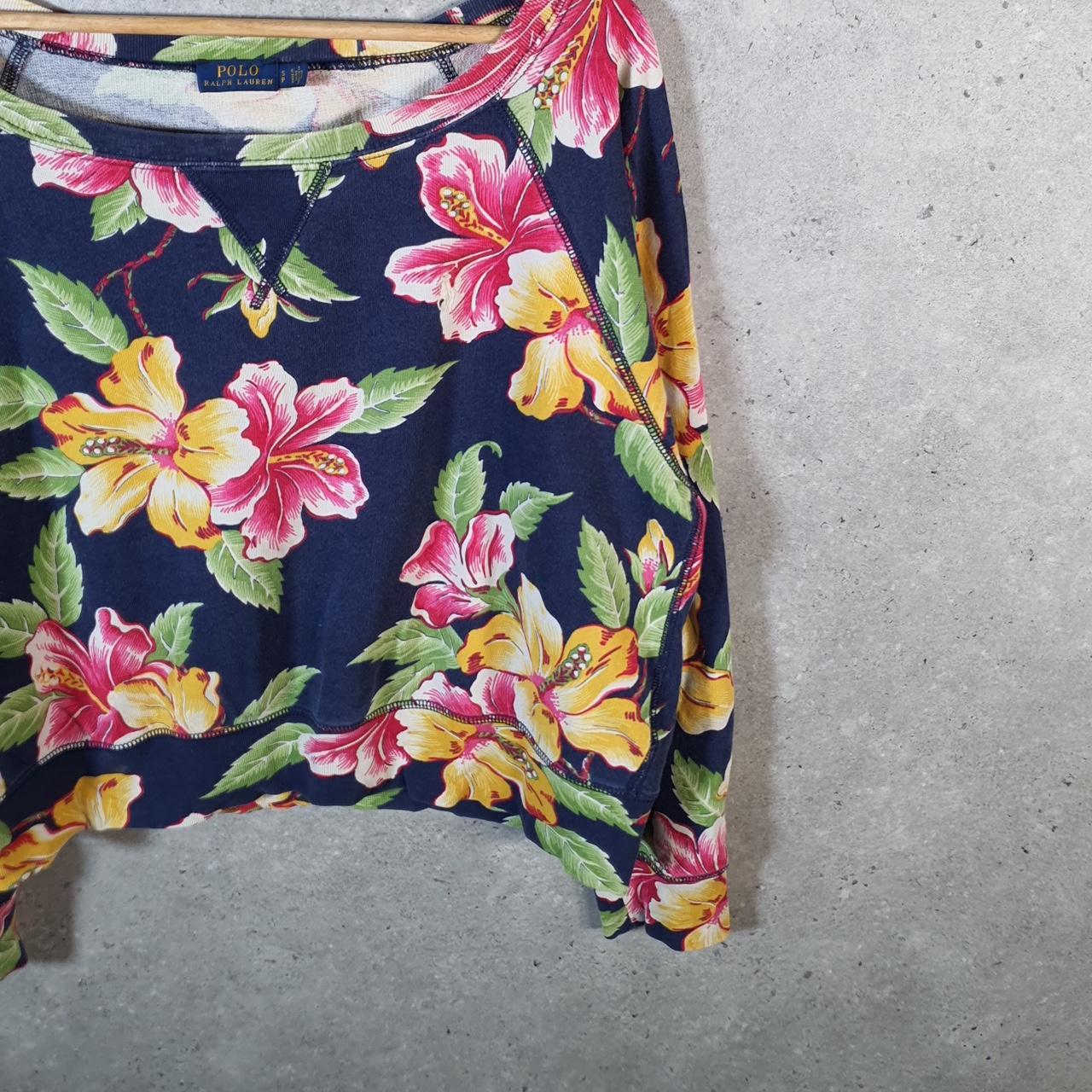 Vintage Ralph Lauren Polo Sweatshirt Womens Small Floral Flowers Pullover Pony