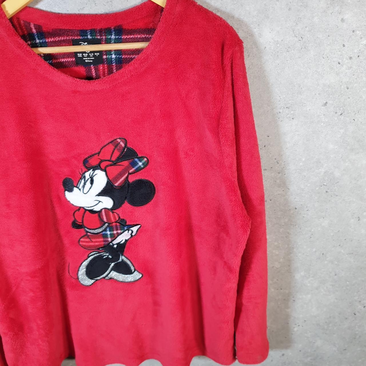 Disney Mickey Mouse Fleece Pullover Sweatshirt Mens XL Red Embroidered Logo