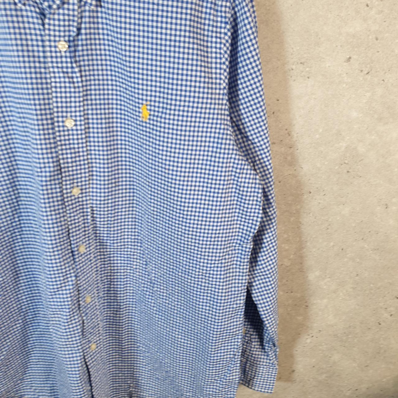 Vintage Ralph Lauren Button Down Shirt Men’s Large Blue Classic Fit Checkered Pony