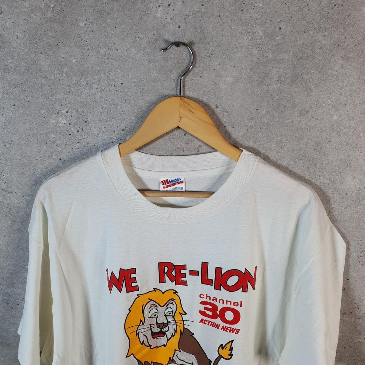 Vintage Hanes Heavyweight Lion California Centre Blood 90s USA Single Stitch T Shirt Men’s XL White - Big Fish Vintage