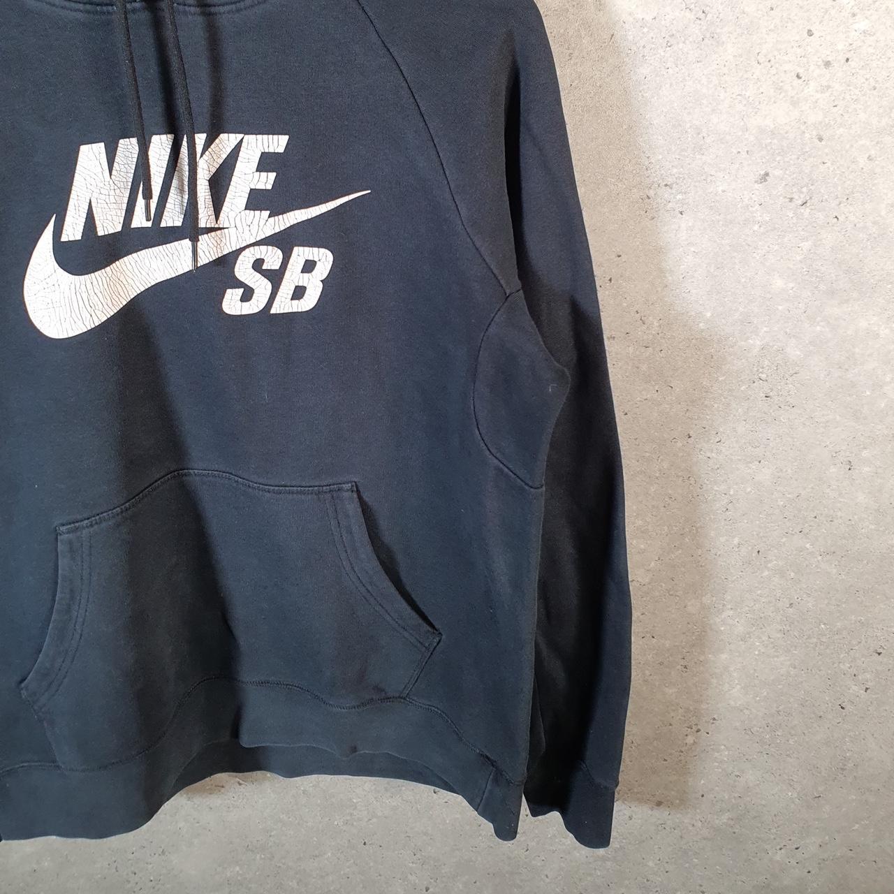 Vintage Nike SB Hoodie Mens Medium Slim Black Swoosh Y2K Pullover Logo