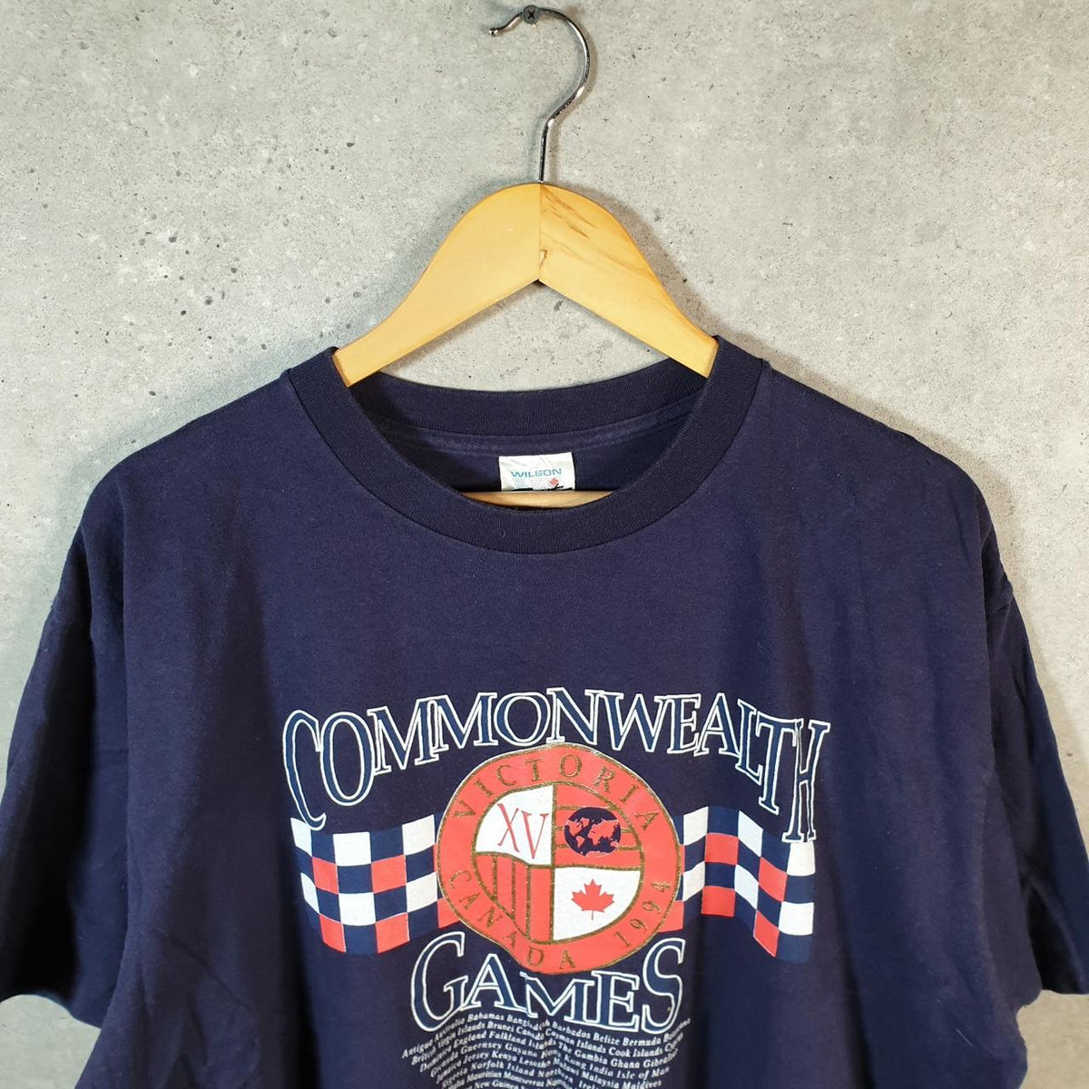 Vintage Wilson Commonwealth Games 1994 Canada USA Single Stitch T Shirt Men’s XL Blue
