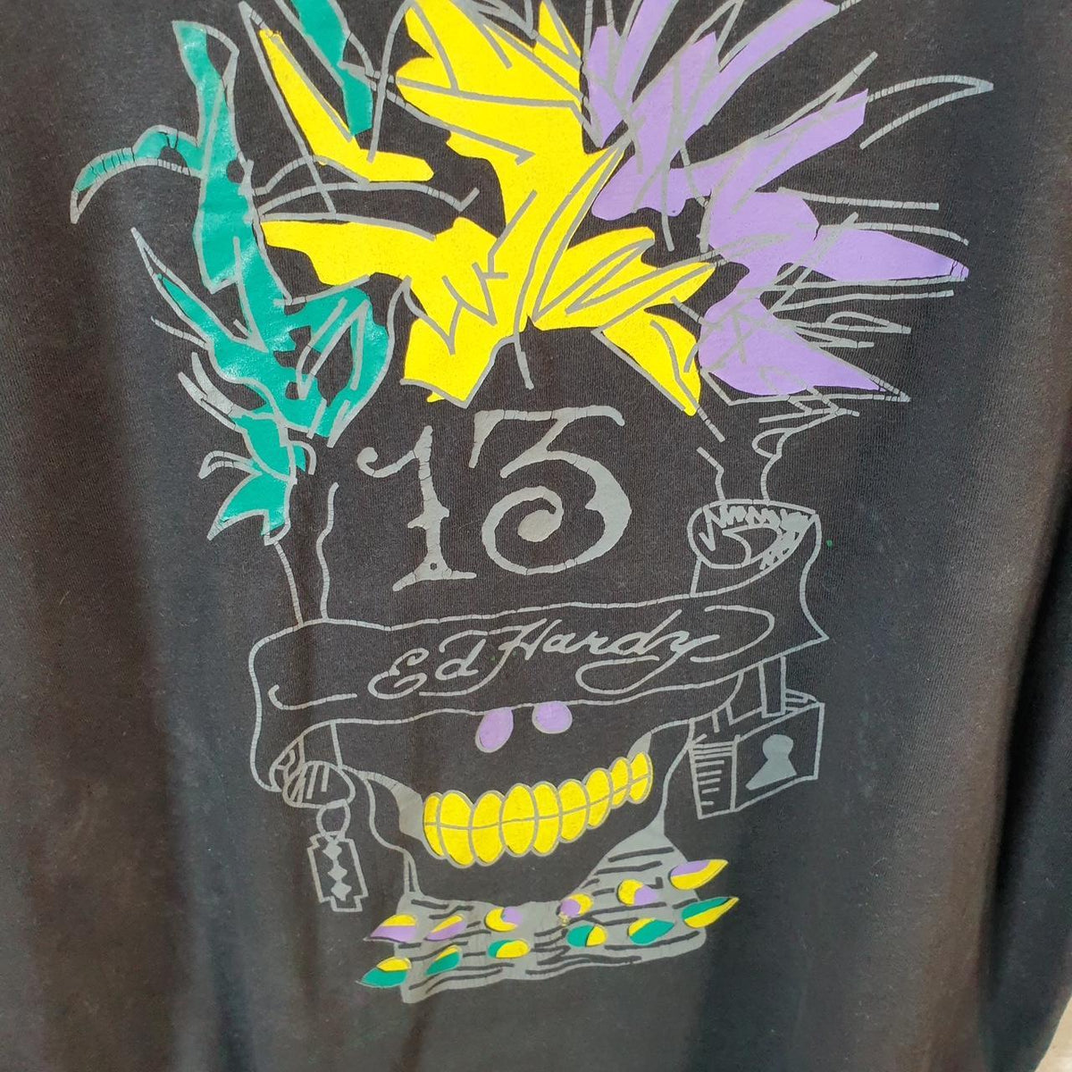 Vintage Ed Hardy T Shirt Men’s Large Black Christian Audigier Love Heart Graphic Skull Y2K