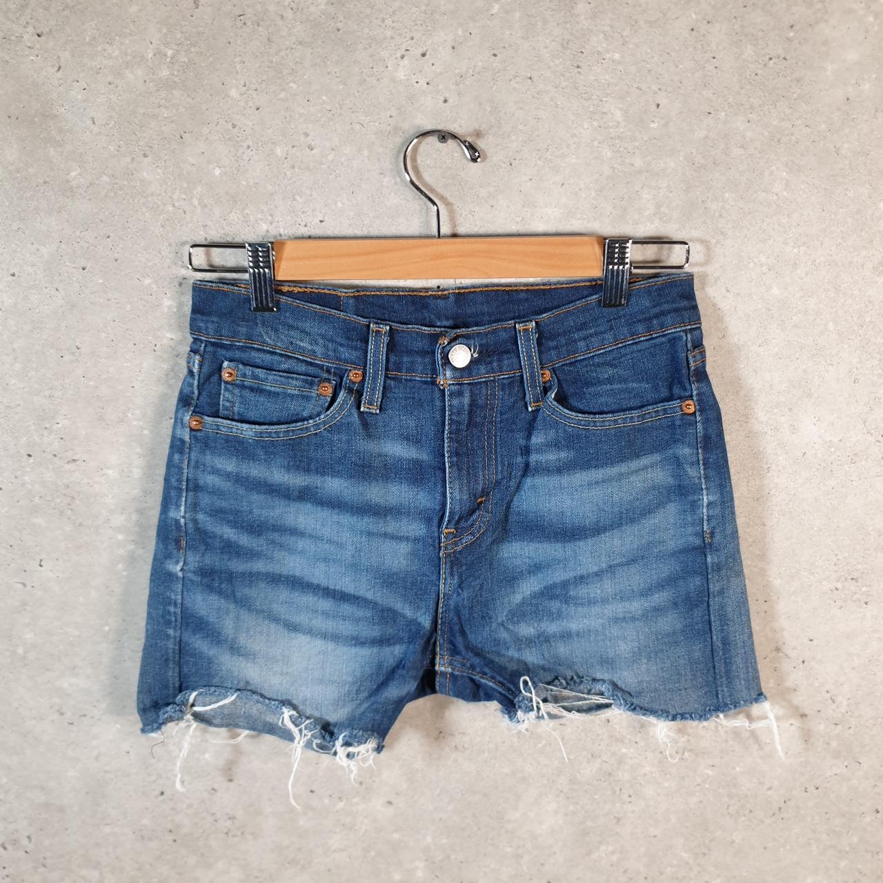 Vintage Levi’s 510 Cut Off Baggy Shorts Jorts Cargo Womens W28 Blue Relaxed Denim