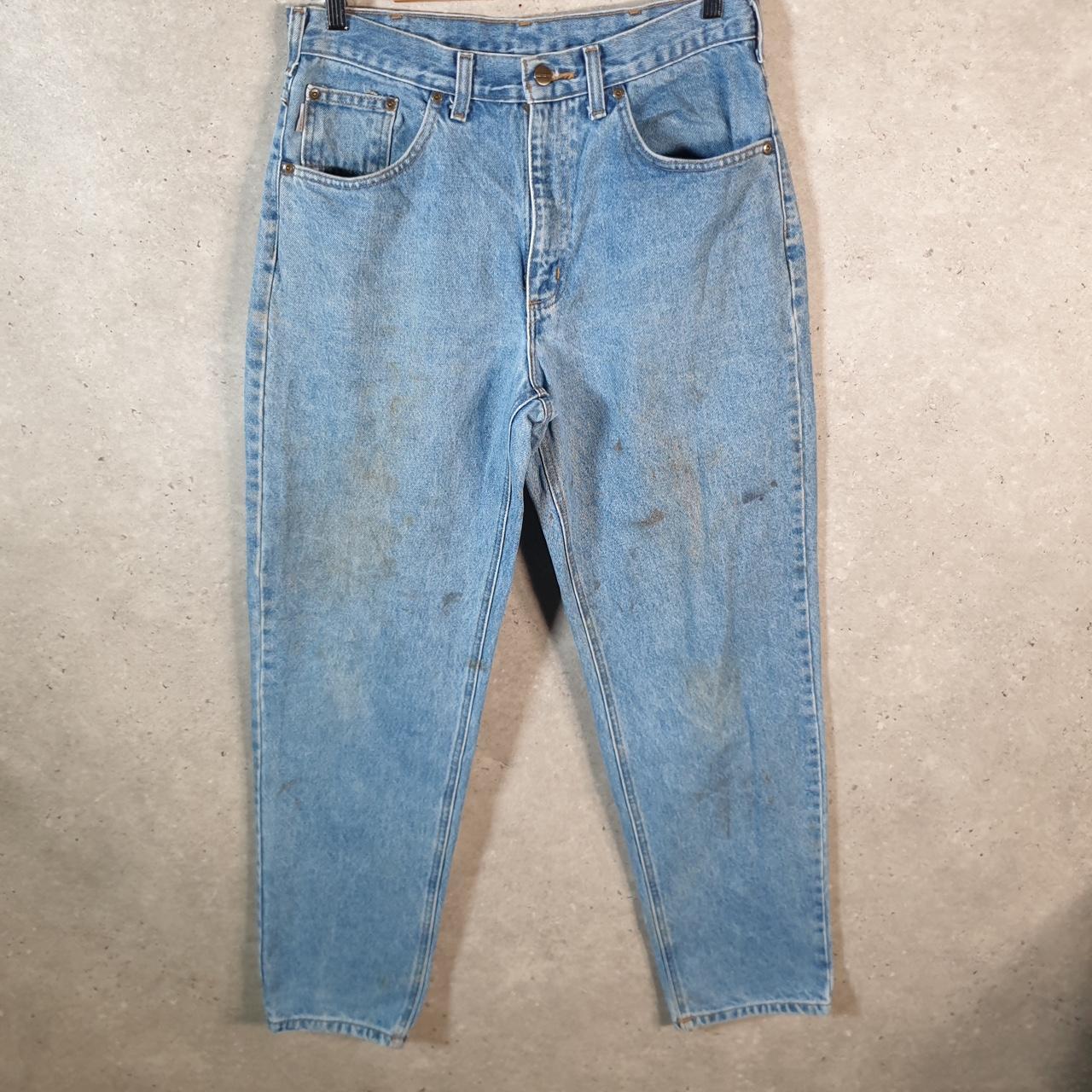 Vintage Carhartt Workwear Carpenter Jeans Mens W34 L32 Blue Denim Relaxed Fit USA
