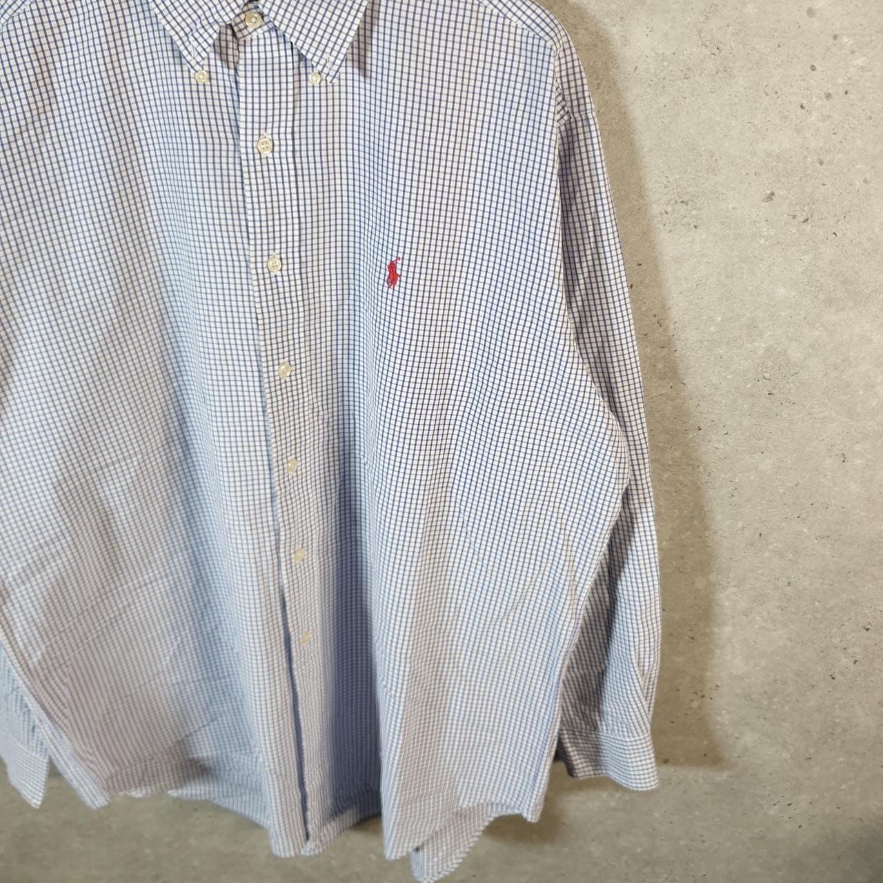 Vintage Ralph Lauren Button Down Shirt Men’s Large Blue Checkered Blake Cotton Pony