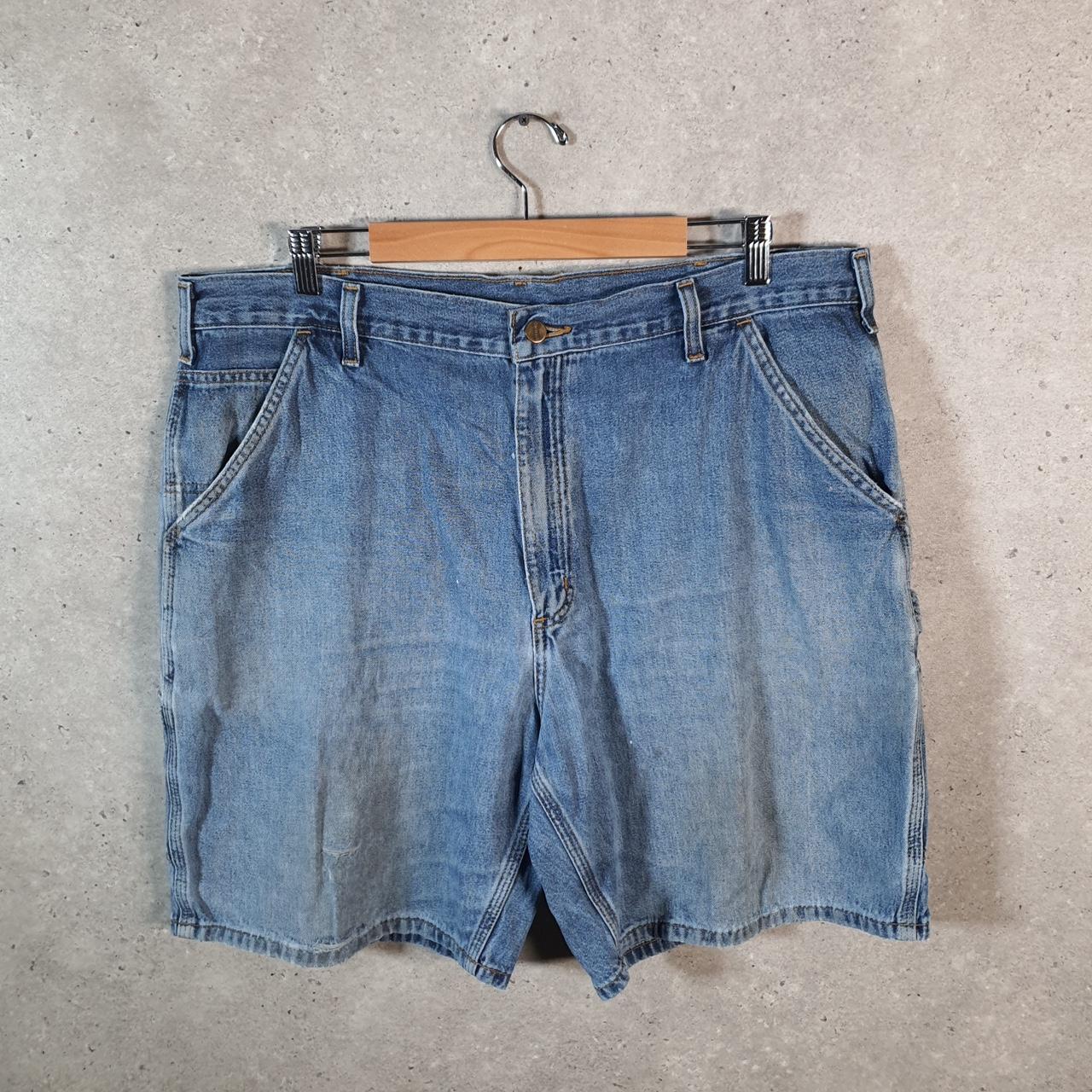 Vintage Carhartt Baggy Carpenter Shorts Jorts Cargo Men’s W40 Blue Relaxed Fit Workwear A4862