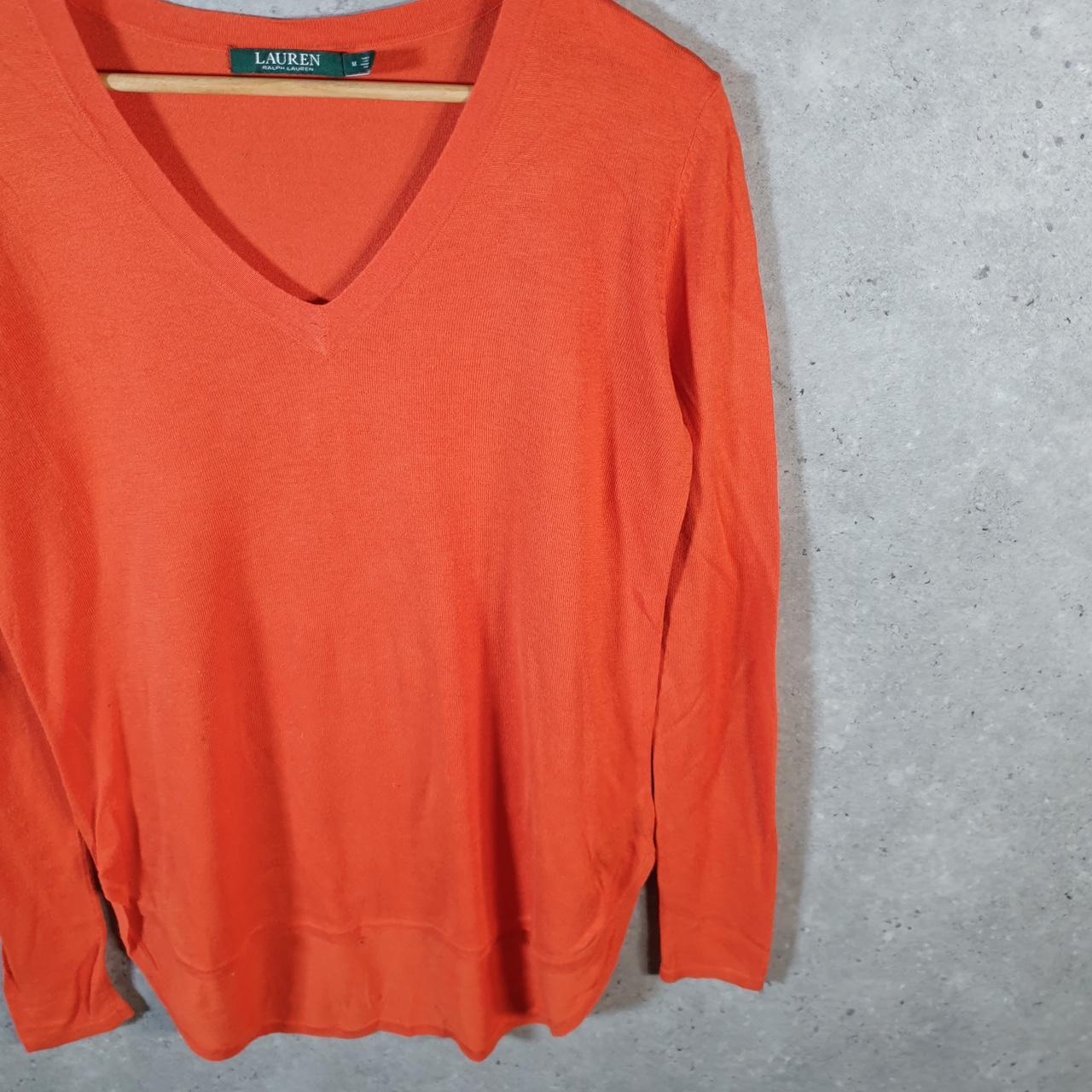 Vintage Ralph Lauren Polo Knit Sweater Womens Medium Orange Cotton Pullover