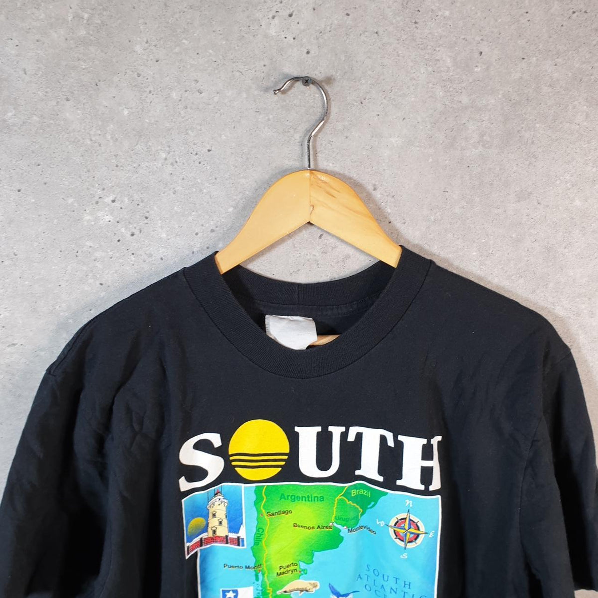 Vintage South America Princess Cruises Graphic USA Single Stitch T Shirt Men’s Medium Black Big Fish Vintage