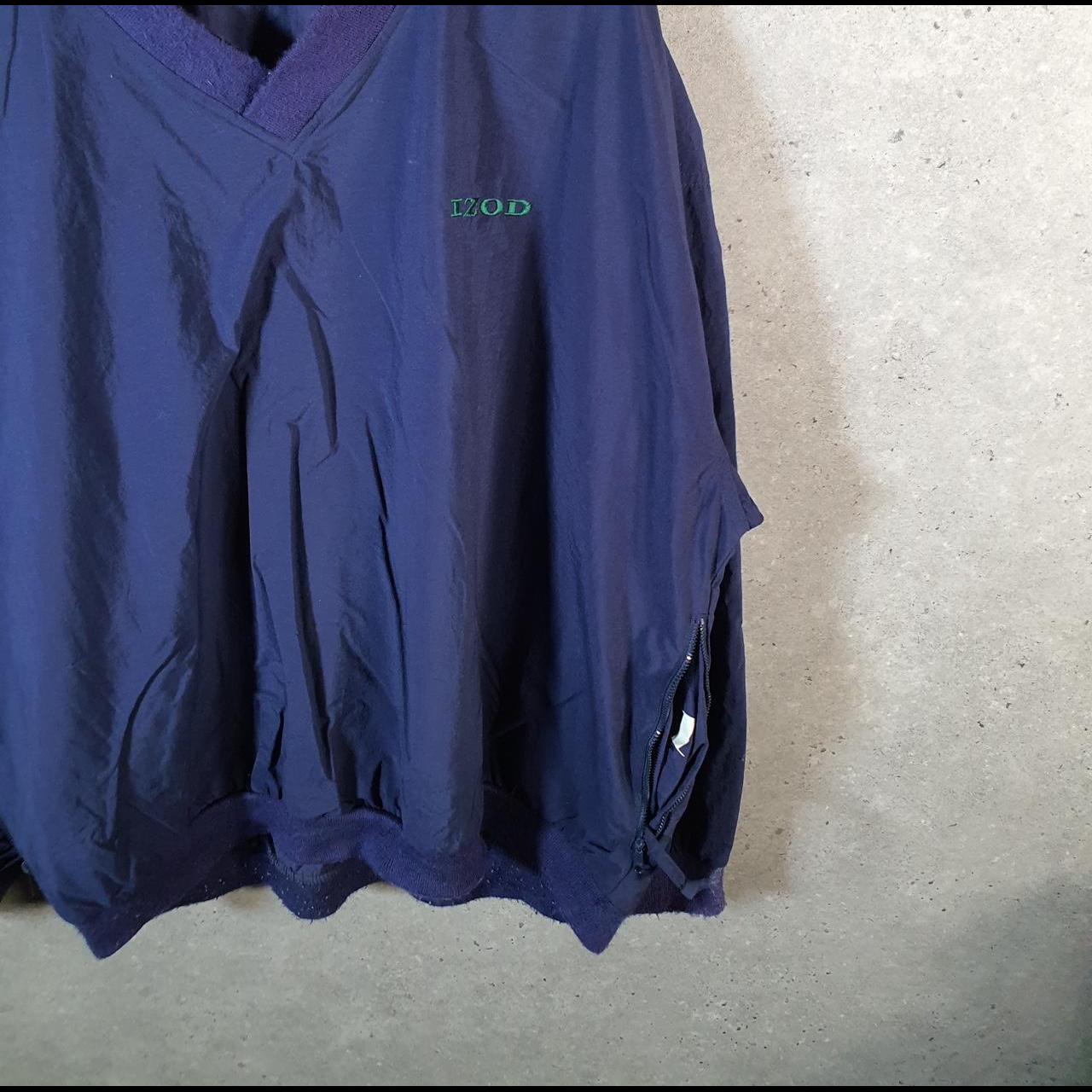 Vintage Izod Golf Shell Track Jumper Jacket Mens XL Navy Blue Three Stripes Pullover