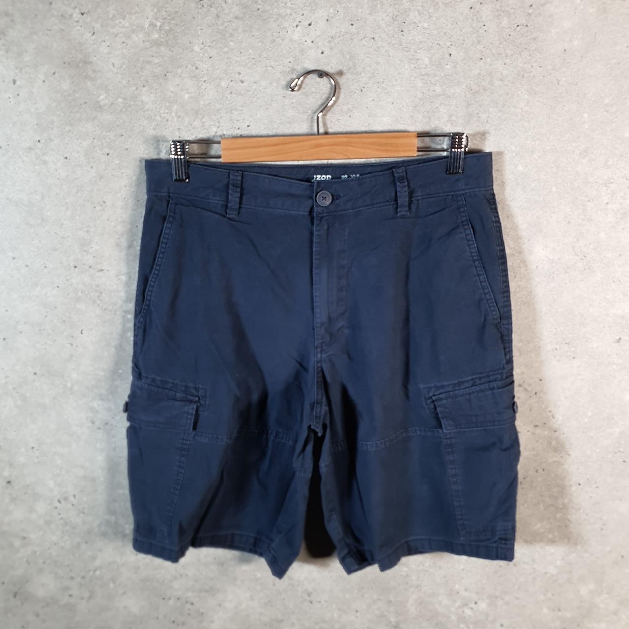 Vintage Izod Golf Chino Shorts Jorts Cargo Men’s W32 Blue Baggy Cotton A4238