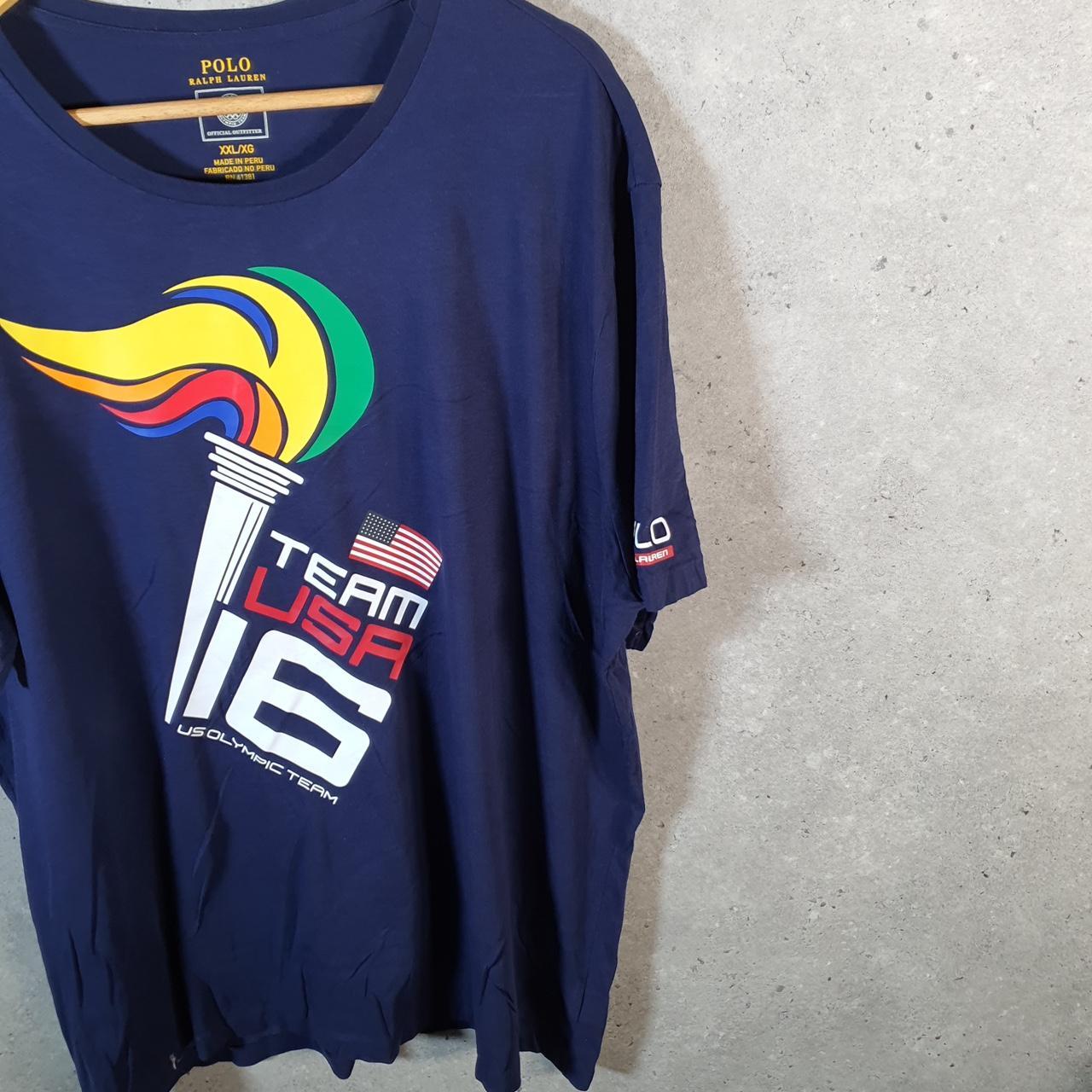 Vintage Ralph Lauren Polo USA 2016 Olympics T Shirt Men’s 2XL Blue Classic Fit Pony