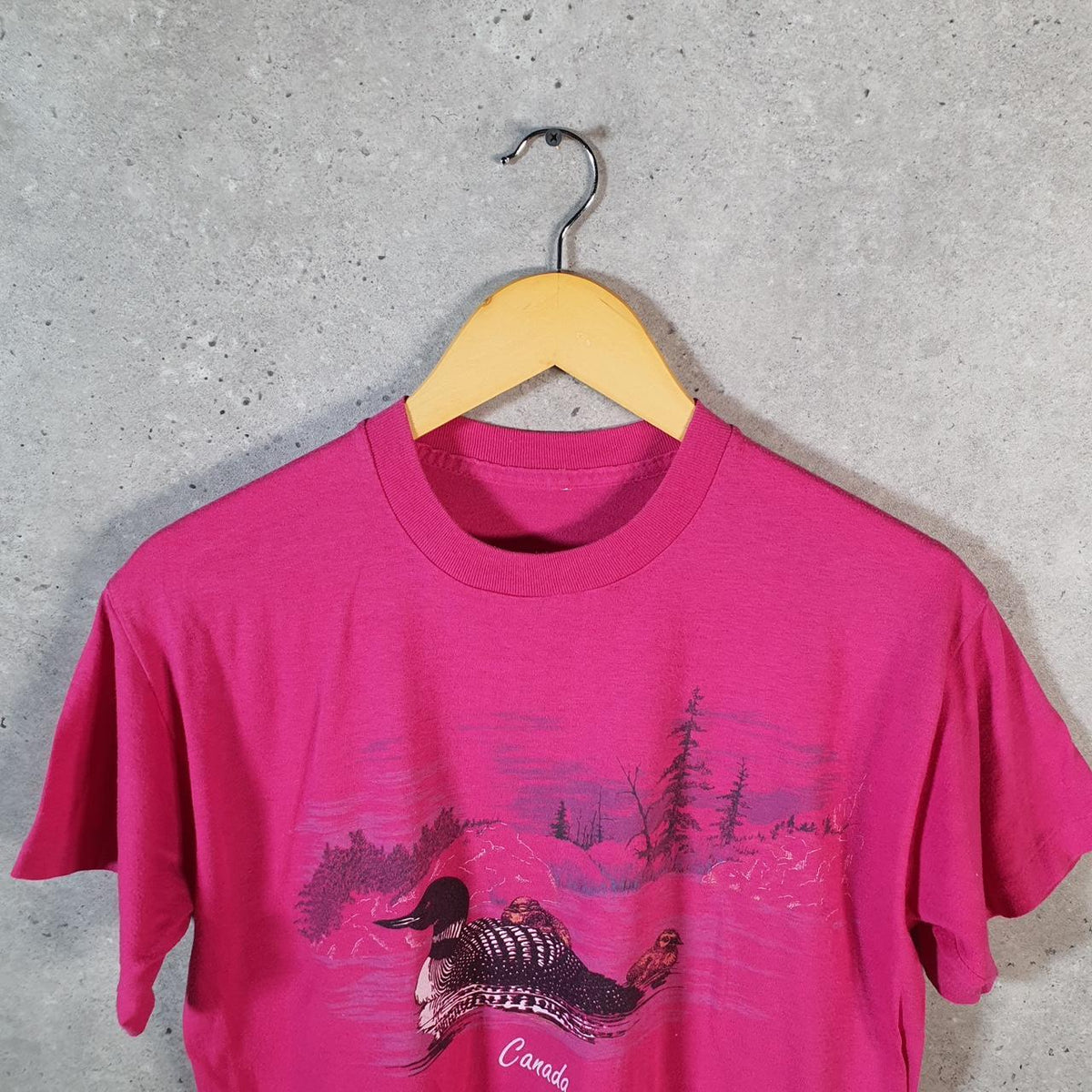 Vintage Canada Duck Landscape USA 90s Single Stitch T Shirt Men’s Small Pink C9390