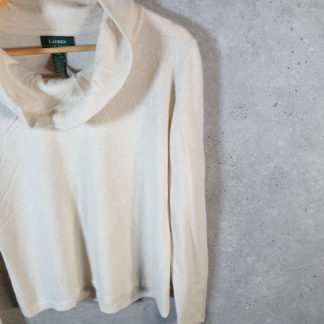 Vintage Ralph Lauren Polo Knit Sweater Womens Medium Cream Cotton Pullover
