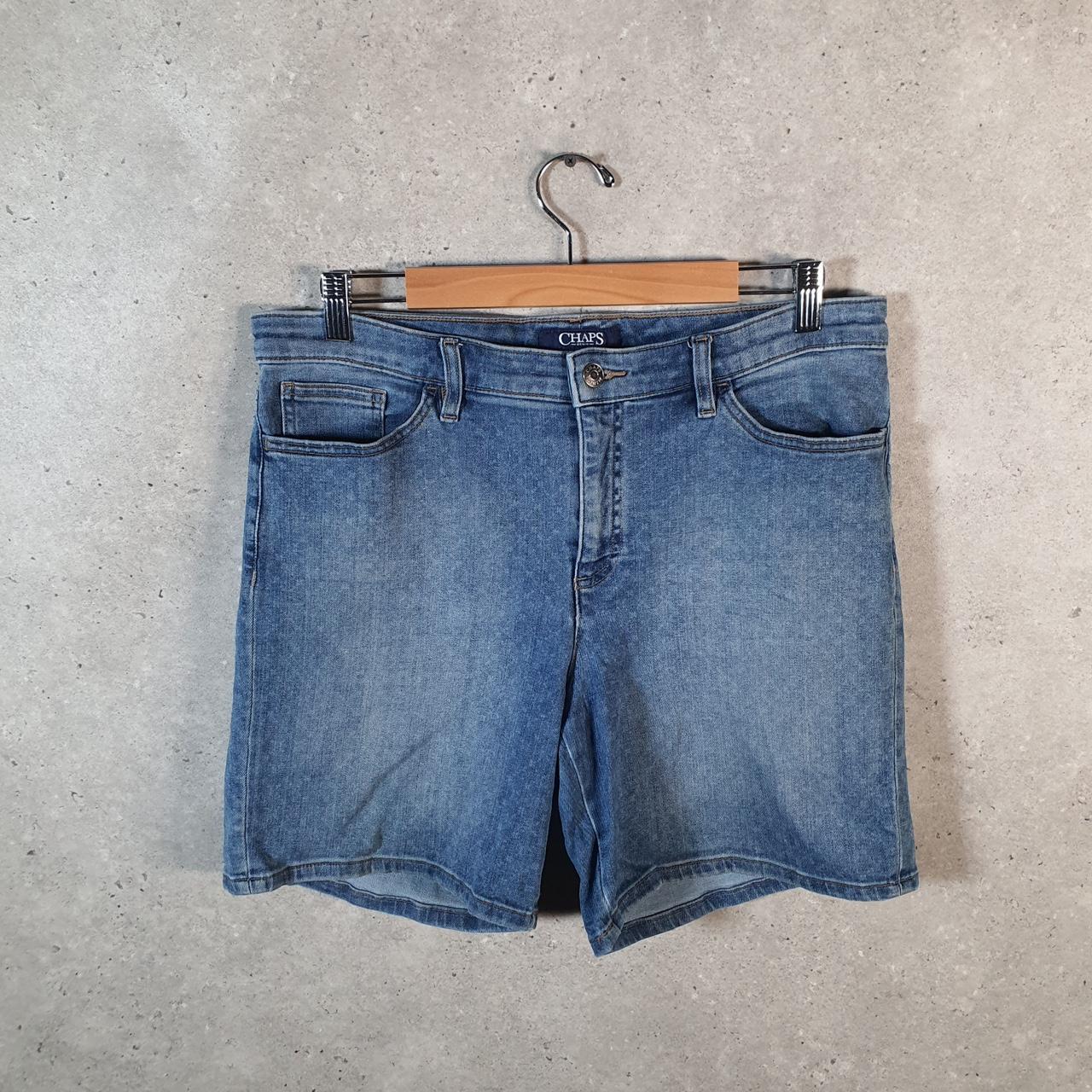 Vintage Chaps Ralph Lauren Baggy Shorts Jorts Cargo Womens W34 Blue Denim Relaxed Cargo