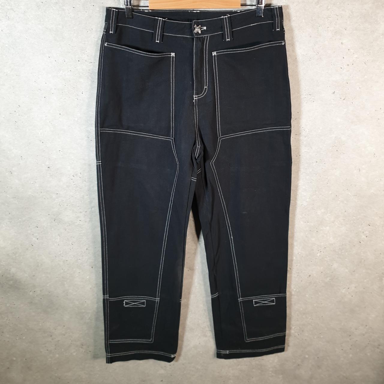 Vintage Liquid Lagoon Baggy Y2K Hip Hop Jeans Mens W30 L30 Black Denim Wide Leg Big Fish Vintage