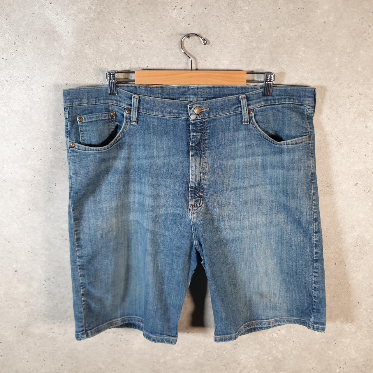 Vintage Wrangler Denim Shorts Jorts Cargo Men’s W42 Relaxed Blue Baggy Cotton