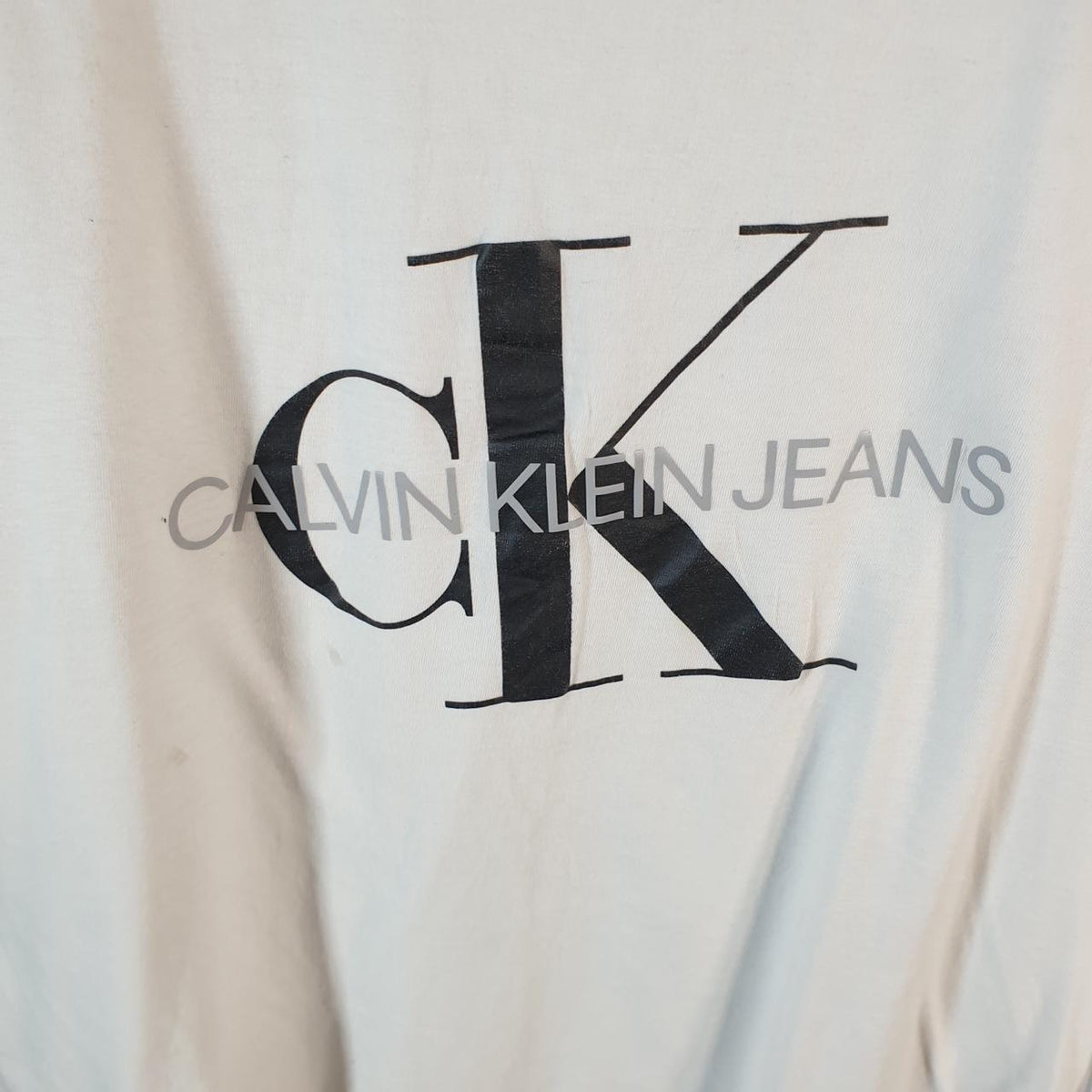 Vintage Calvin Klein Spellout T Shirt Men’s Large White Casual Sports