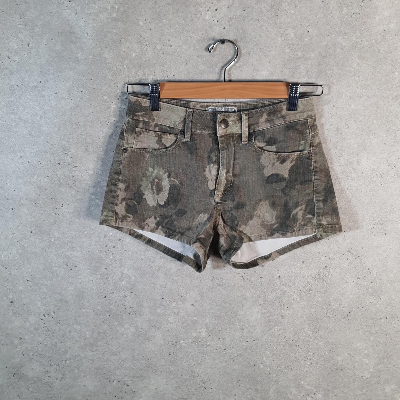 Vintage Guess Camouflage Shorts Jorts Cargo Womens W26 Brown Relaxed Denim