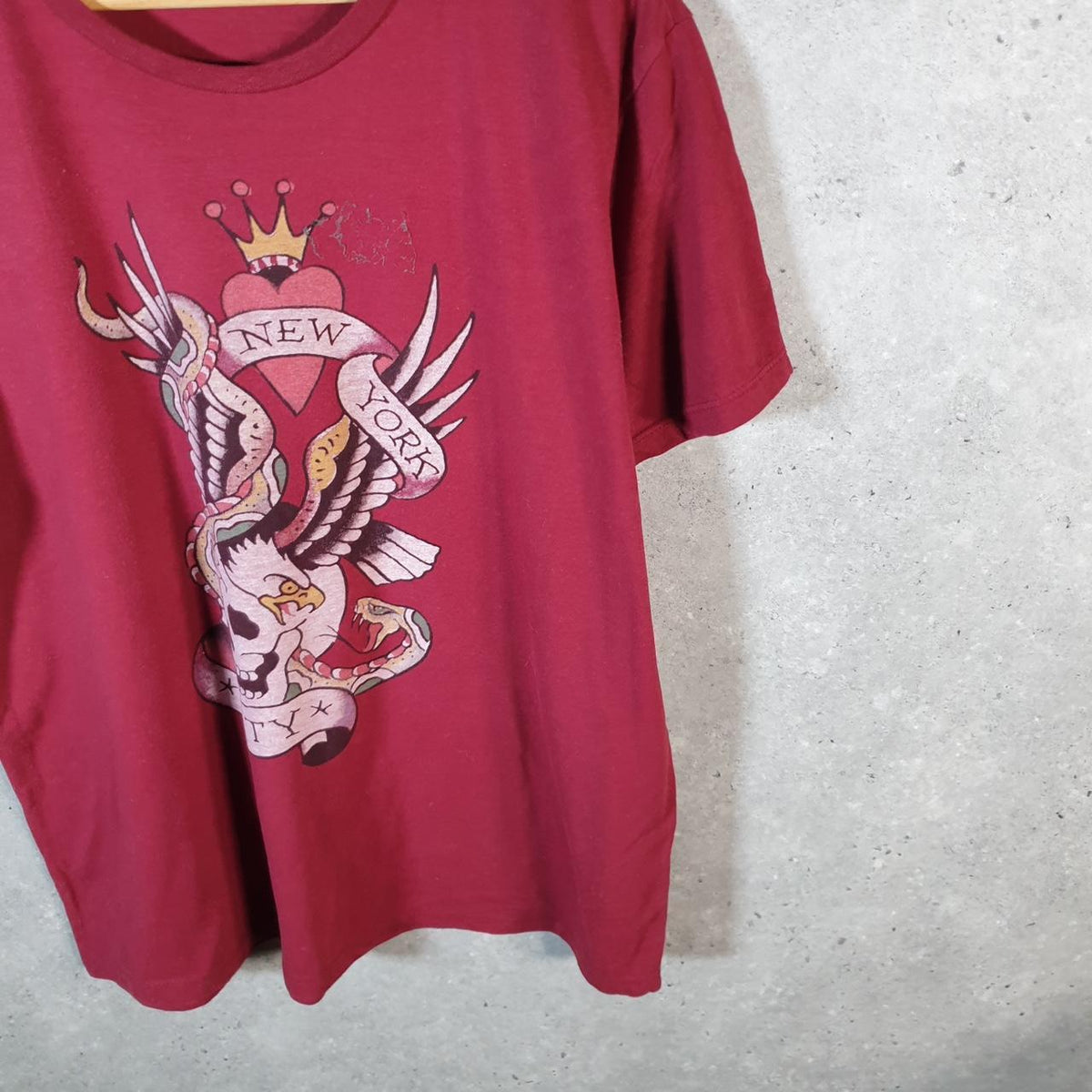 Vintage Ed Hardy T Shirt Men’s Large Red Christian Audigier Love Heart Graphic Skull Y2K