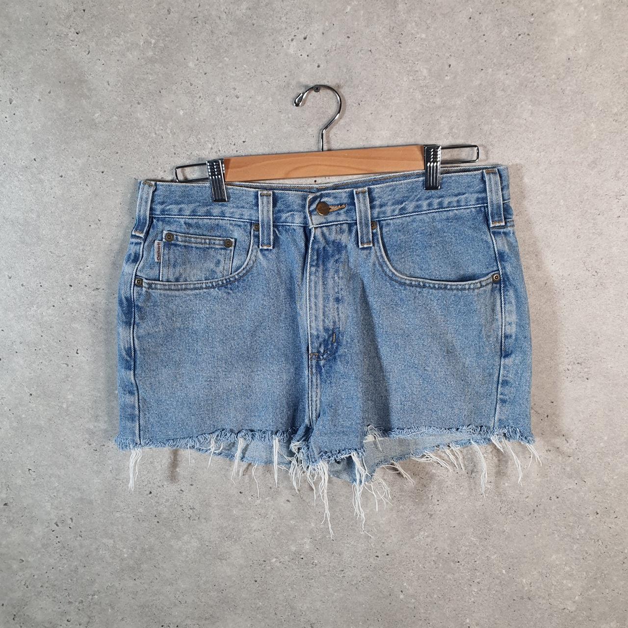 Vintage Carhartt Baggy Carpenter Shorts Jorts Cargo Men’s W34 Blue Relaxed Denim Fit Workwear Big Fish Vintage