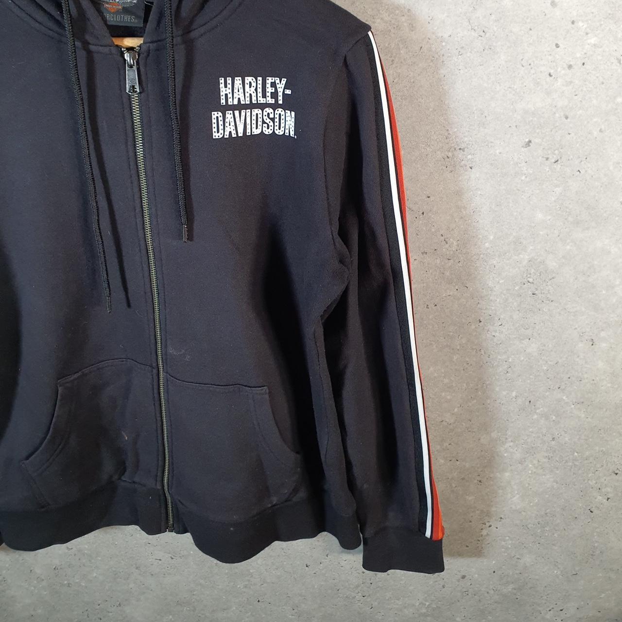 Vintage Harley Davidson Sequins Hoodie Womens Medium Black Full Zip USA