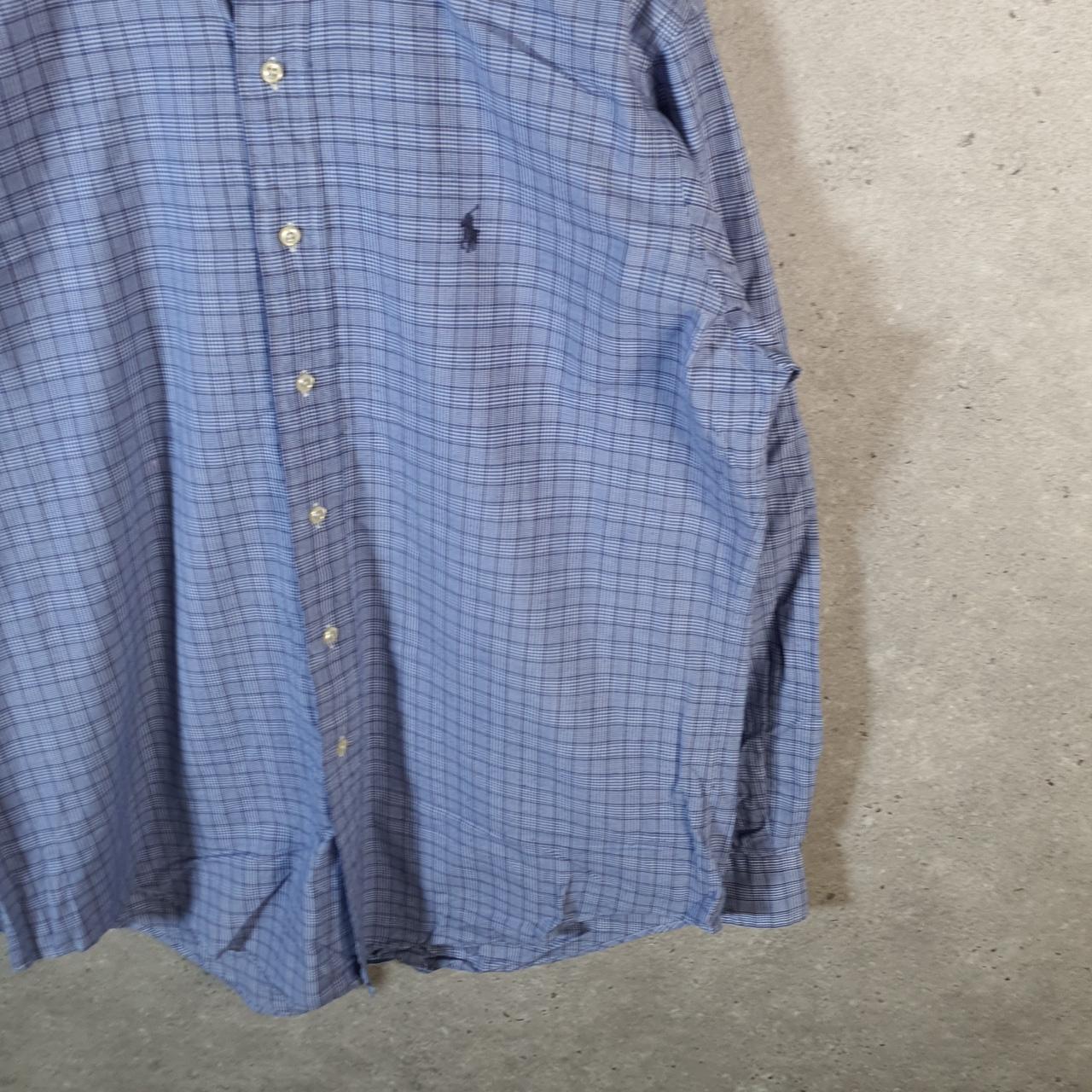 Vintage Ralph Lauren Button Down Shirt Men’s Large Blue Checkered Yarmouth Pony
