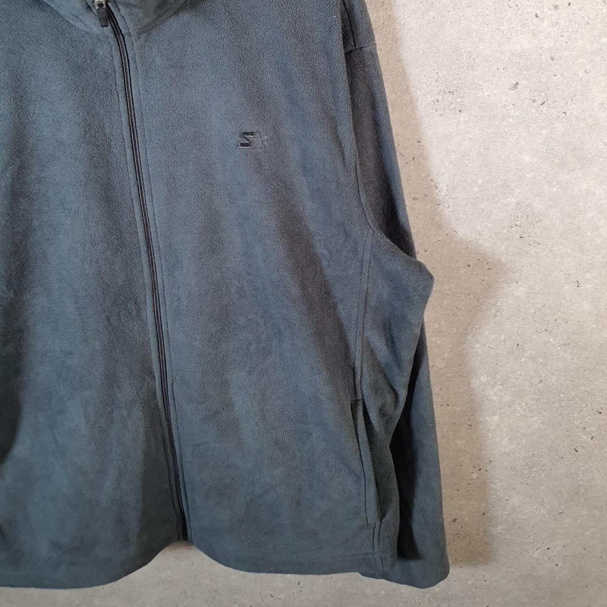 Vintage Starter Fleece Sweatshirt Jacket Mens XL Grey Full Zip Embroidered Logo