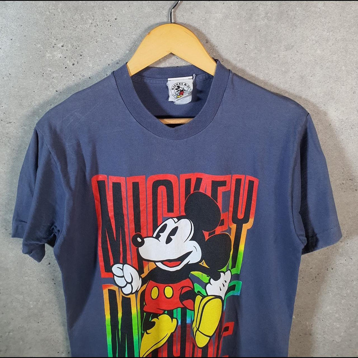 Vintage Disney Mickey Mouse 90s Graphic USA Single Stitch T Shirt Men’s Medium Blue C9640
