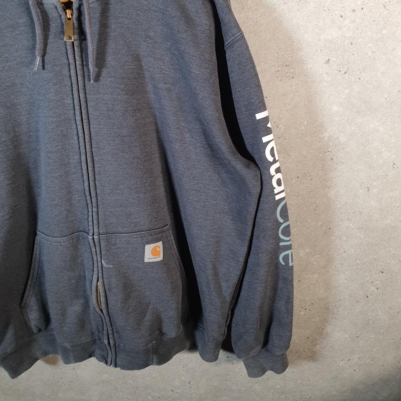 Vintage Carhartt Hoodie Mens Large Grey Full Zip Blank Sweatshirt USA Original Fit