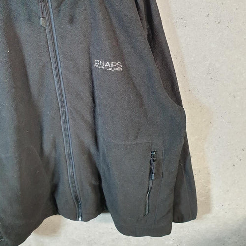 Chaps Ralph Lauren Full Zip Fleece Sweatshirt Mens 2XL Black Embroidered Logo
