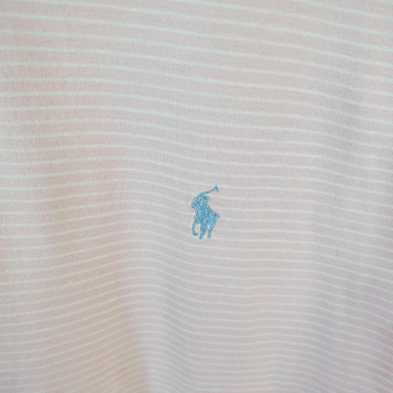 Vintage Ralph Lauren Polo Shirt Men’s XL Pink Striped Cotton Embroidered Pony