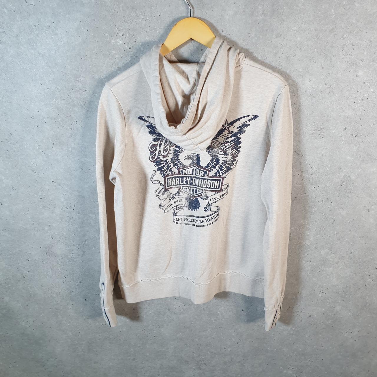 Vintage Harley Davidson Let Freedom Be Heard Hoodie Womens Large Brown