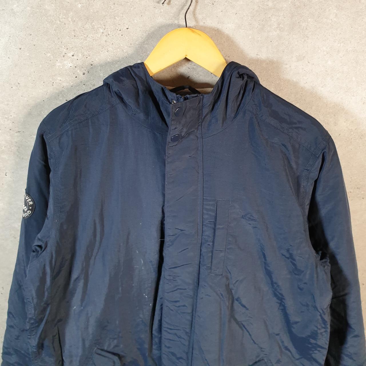 Vintage Quiksilver Rain Jacket Womens Large Navy Blue Hooded Full Zip