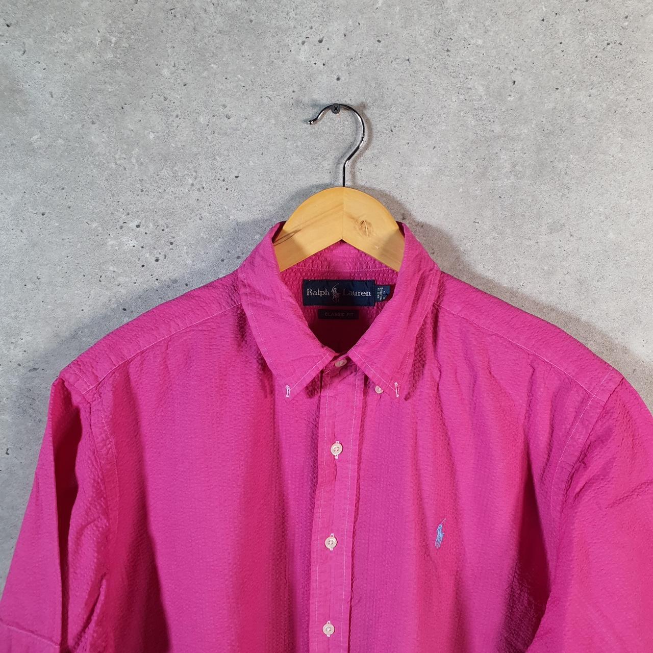 Vintage Ralph Lauren Button Down Shirt Men’s Large Pink Classic Cotton Pony Casual Big Fish Vintage