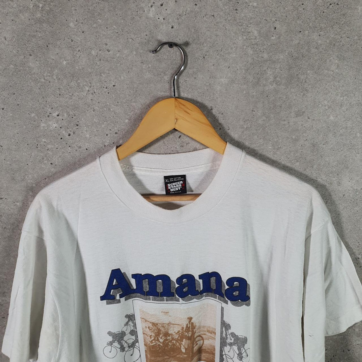 Vintage Screen Stars Best Amanda Colonies USA Single Stitch T Shirt Men’s XL White Big Fish Vintage