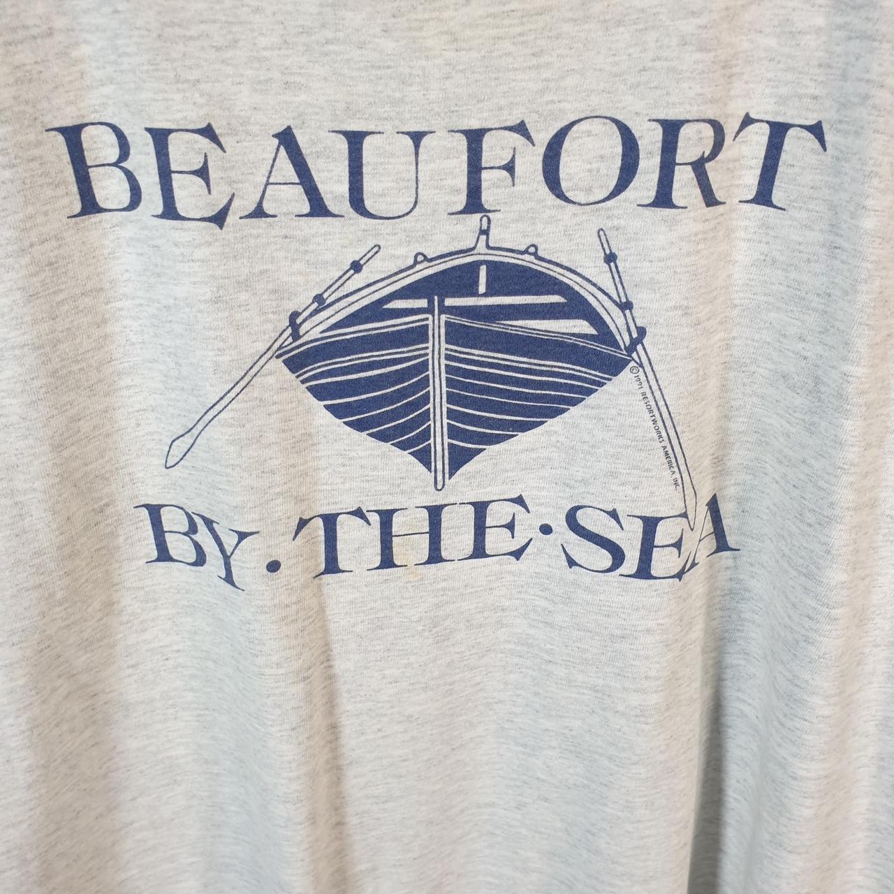 Vintage Resort Works Beaufort By The Sea 90s USA Single Stitch T Shirt Men’s XL Grey