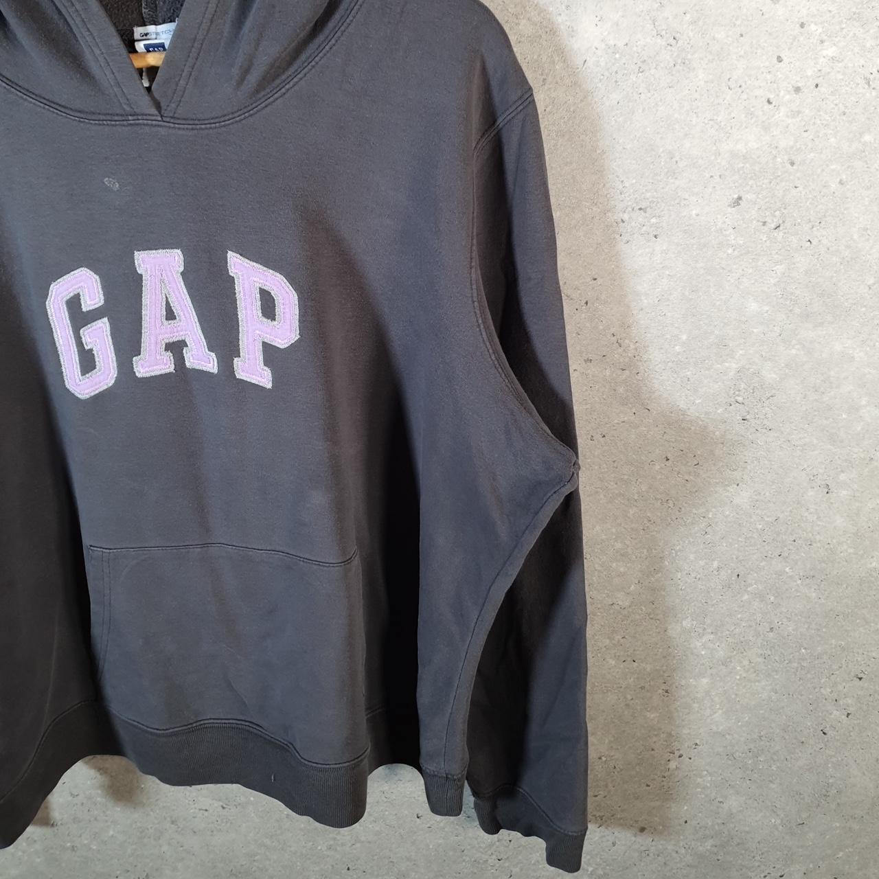 Vintage Gap Spellout Hoodie Womens 2XL Grey Y2K Sweatshirt Logo Embroidered