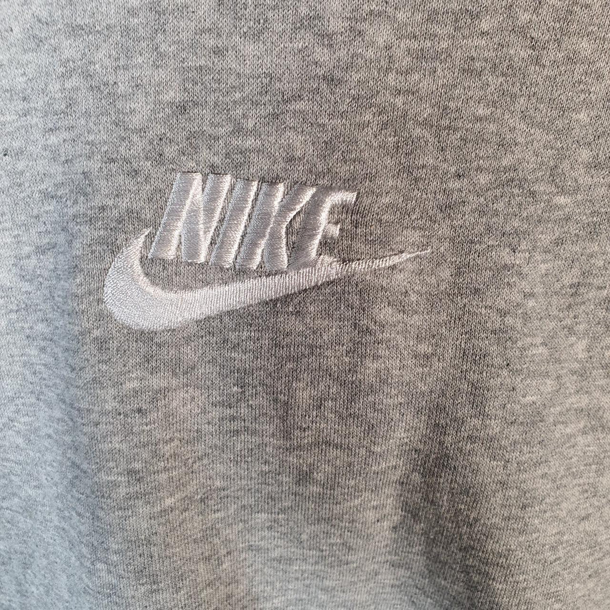 Vintage Nike Club Hoodie Womens Medium Grey Centre Swoosh Y2K Pullover Logo