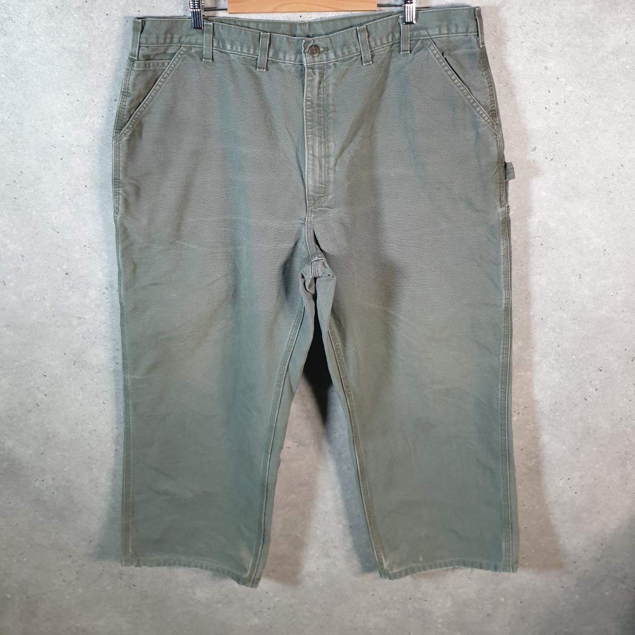 Vintage Carhartt Carpenter Trousers Mens W44 L26 Khaki Green Loose Original Fit Workwear
