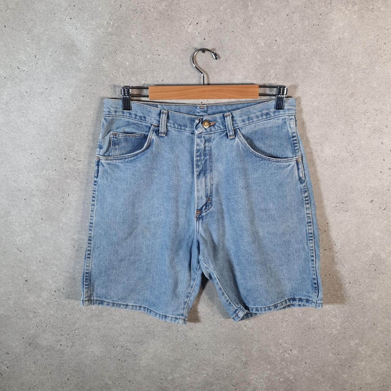 Vintage Wrangler Denim Shorts Jorts Cargo Men’s W30 Relaxed Blue Baggy Cotton