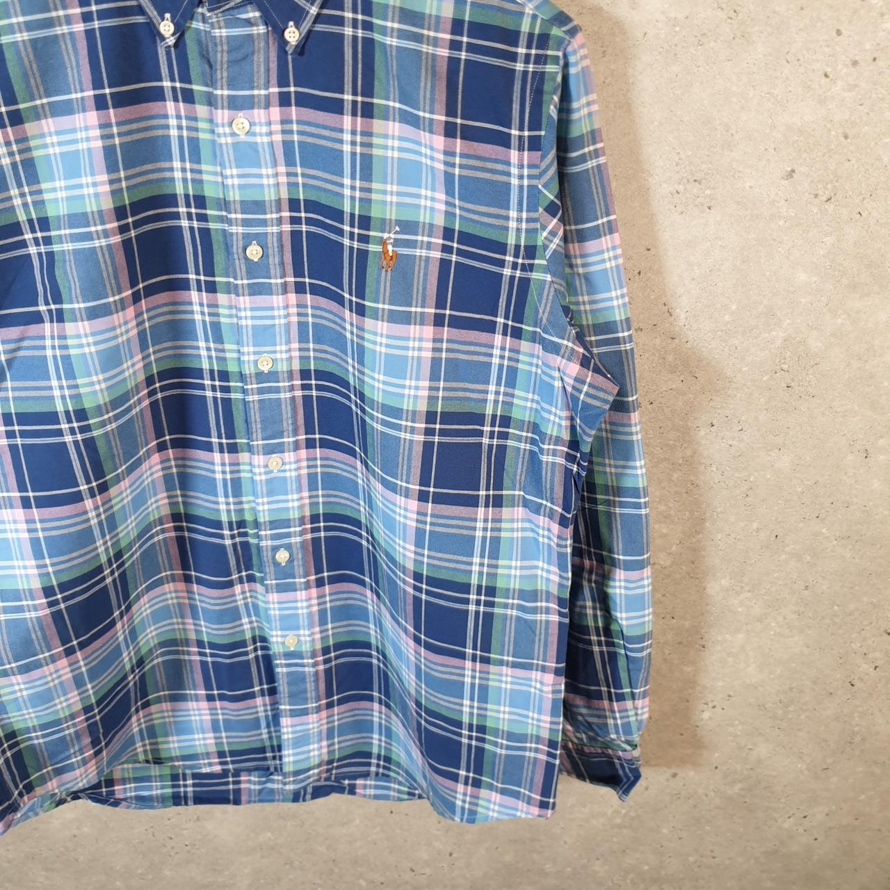 Vintage Ralph Lauren Button Down Shirt Men’s Medium Checkered Pony Cotton