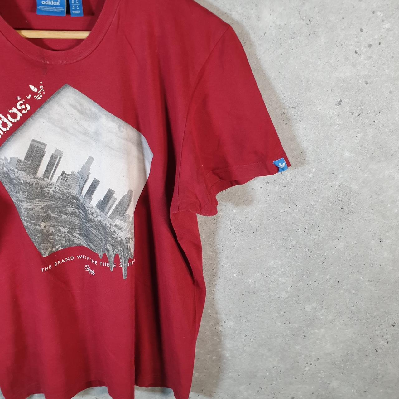 Vintage Adidas Trefoil T Shirt Men’s Medium Burgundy Red Spellout Logo Athletic