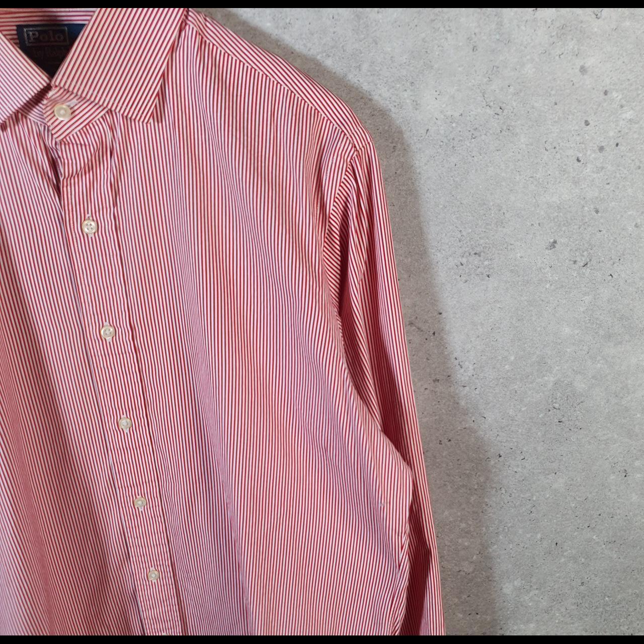 Vintage Ralph Lauren Button Down Shirt Men’s XL Red Striped Regent Custom Fit Cotton