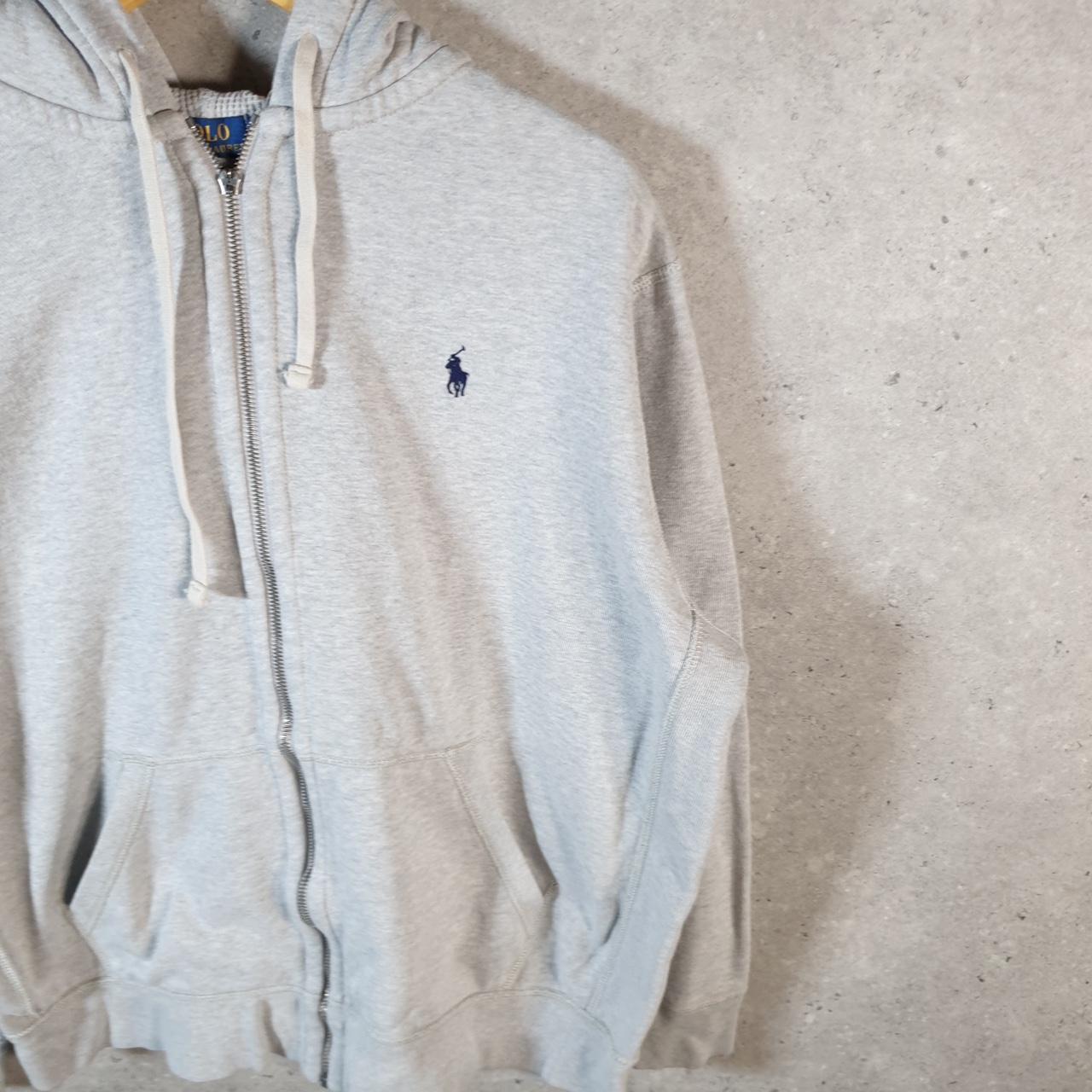 Vintage Ralph Lauren Polo Heavyweight Hoodie Men’s XL Slim Grey Cotton Full Zip Pony