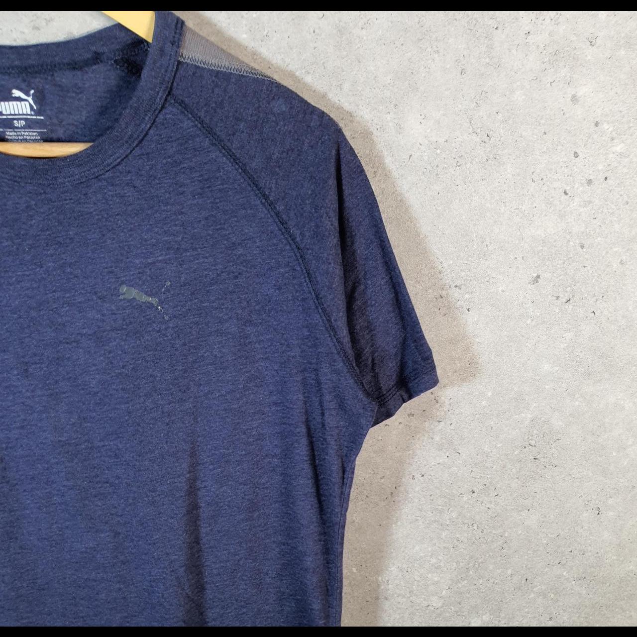 Vintage Puma Spellout T Shirt Mens Small Navy Blue Sports Logo Athletic