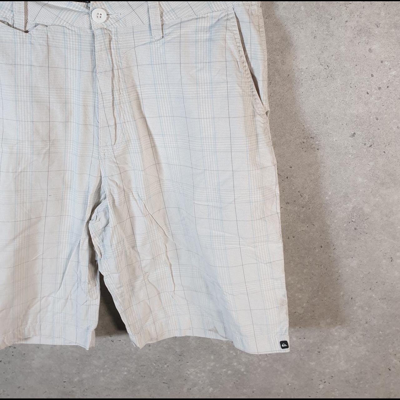 Vintage Quiksilver Chino Shorts Jorts Cargo Men’s W34 Checkered White Baggy Cotton