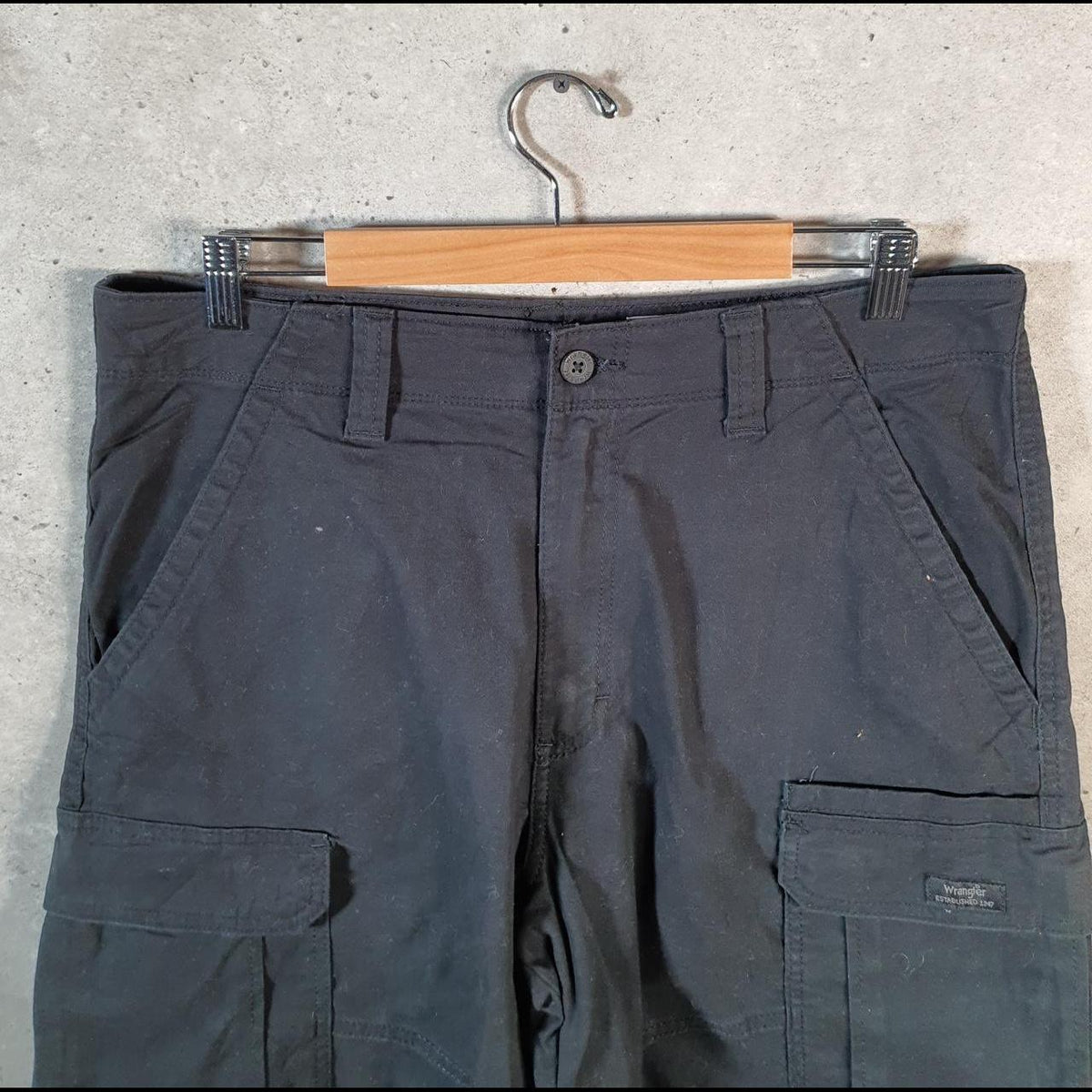 Vintage Wrangler Chino Shorts Jorts Cargo Men’s W34 Black Baggy Cotton A4444
