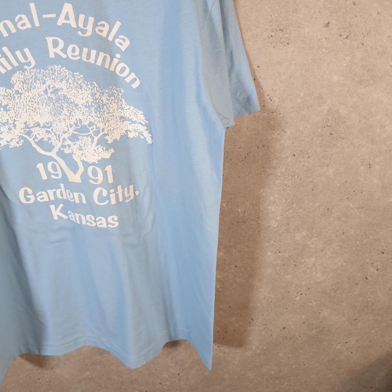 Vintage Hanes 1991 Kansas Garden City USA Single Stitch T Shirt Men’s Large Blue