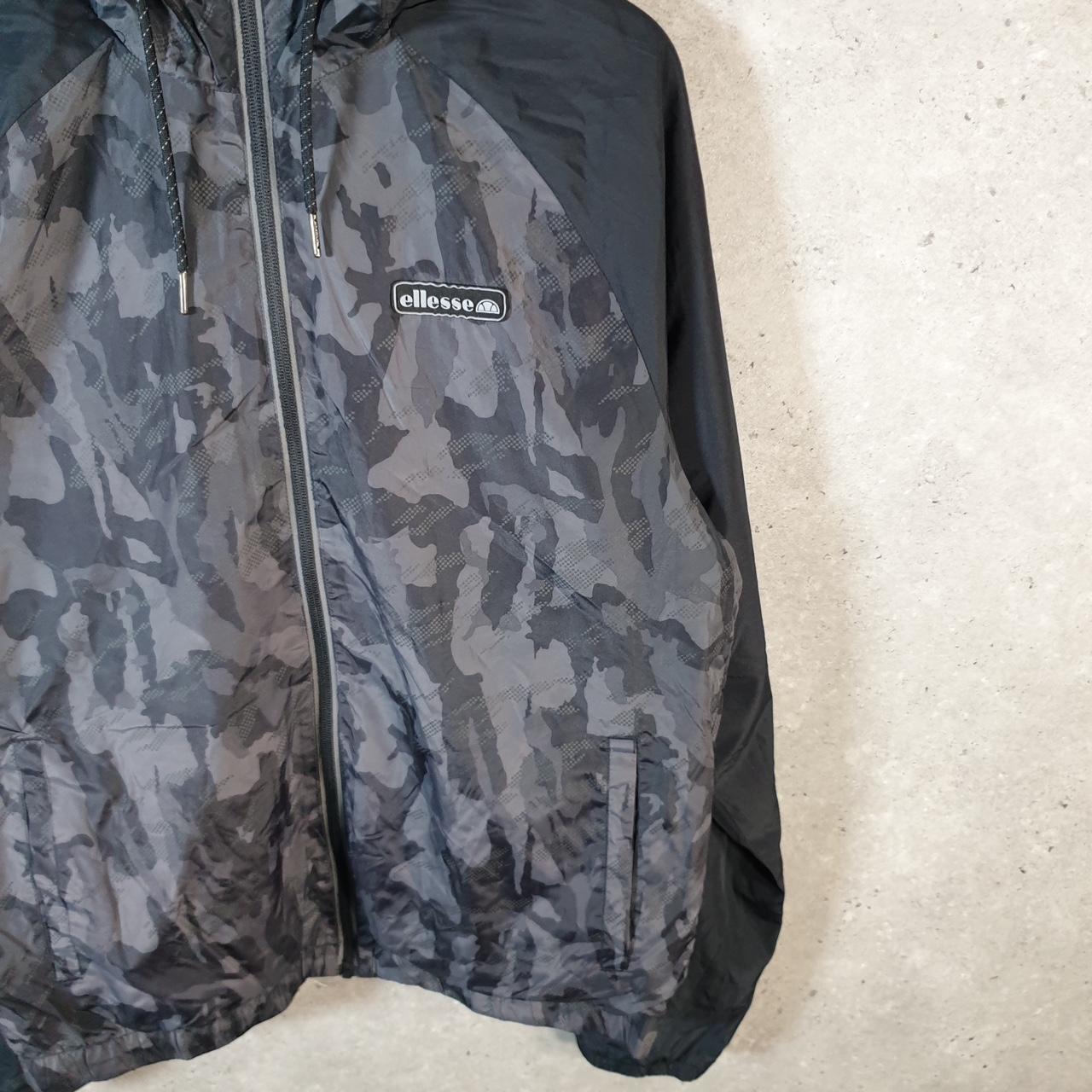 Vintage Ellesse Windbreaker Track Jacket Mens Large Grey Camouflage Full Zip